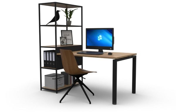 Stax 4 high x 2 wide shelf unit with desk attached